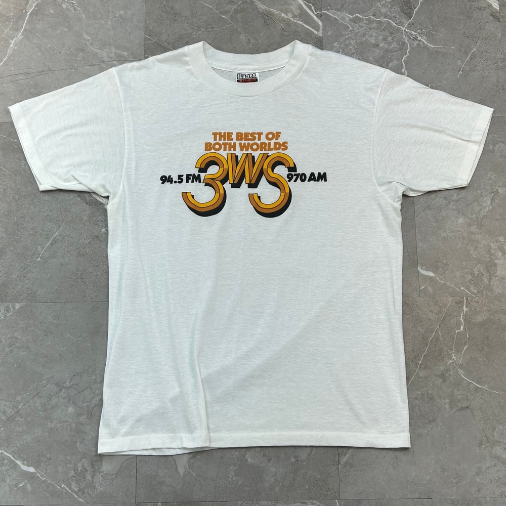 80s Vintage 3WS Pittsburgh Oldies Radio Graphic Tee Mens Large Single Stitch